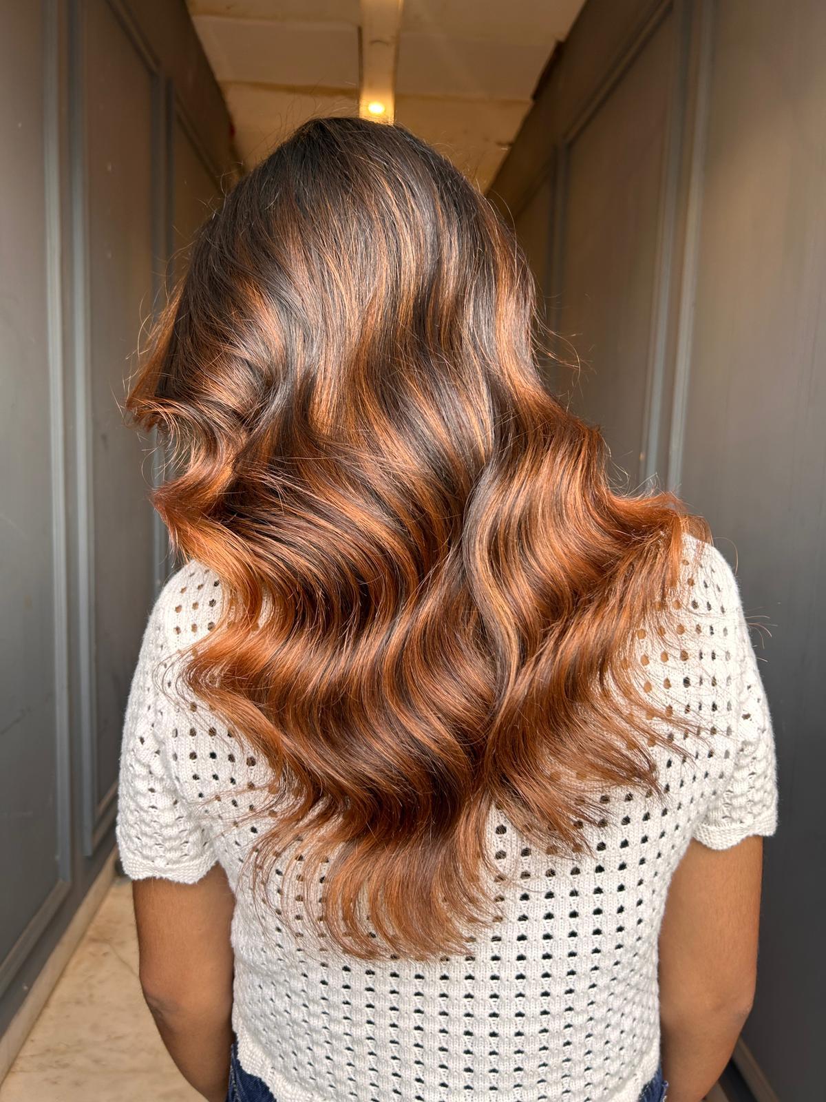 Warm copper waves with highlights
