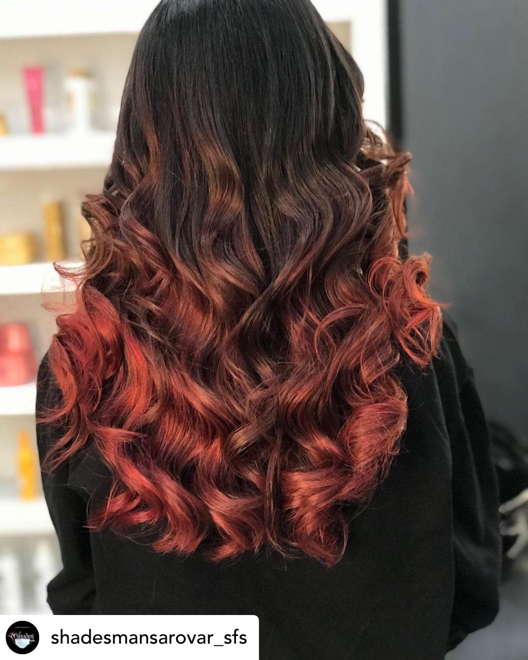 Brown balayage with caramel highlights